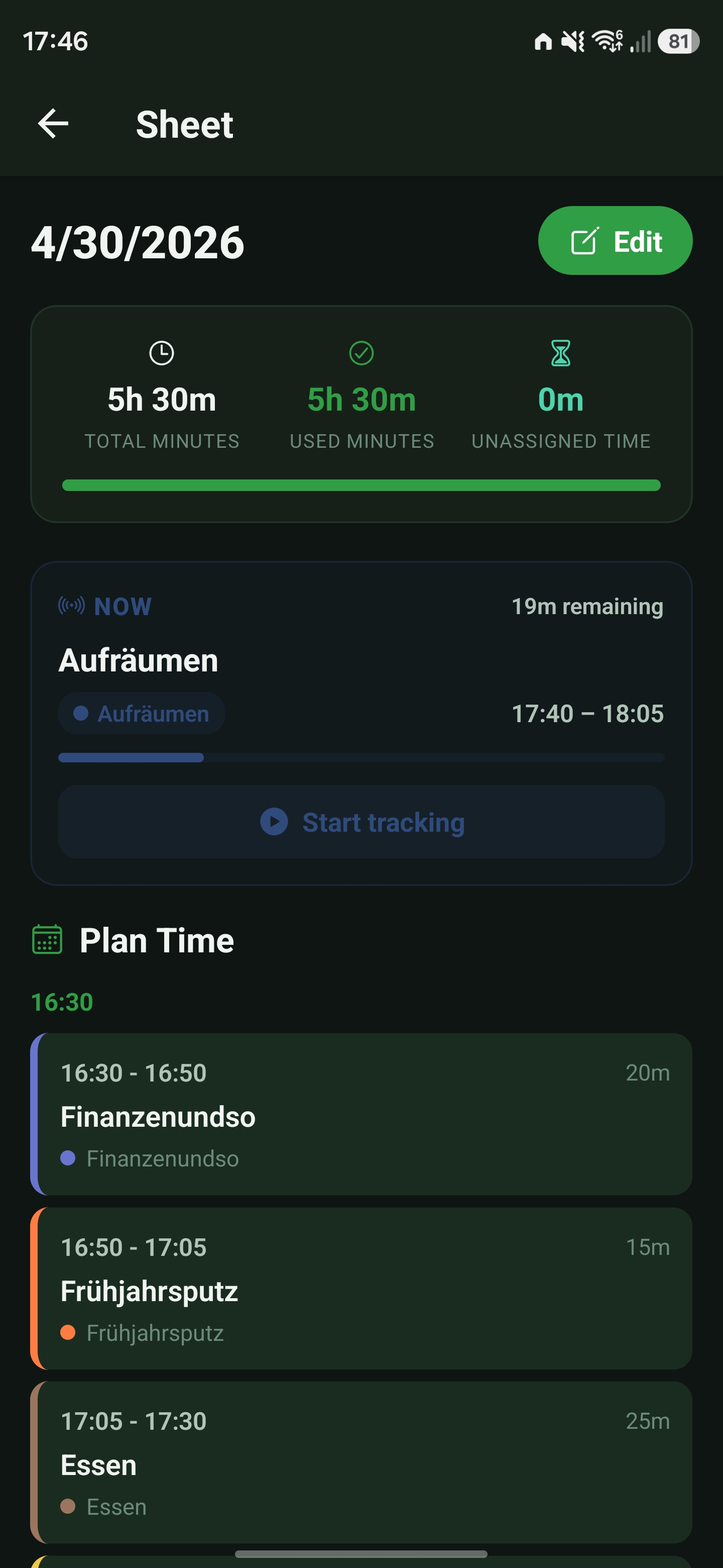 Kronara mobile app sheet view