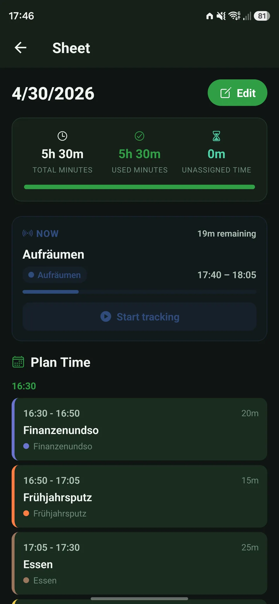 Screenshot of the Kronara Android alpha build